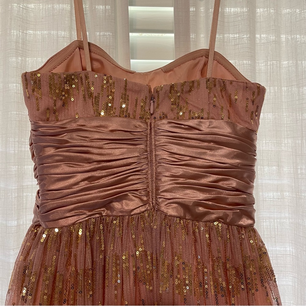 Adrianna Papell Strapless Long Formal Gown Blush and Gold Size 3/4 - Picture 3 of 14